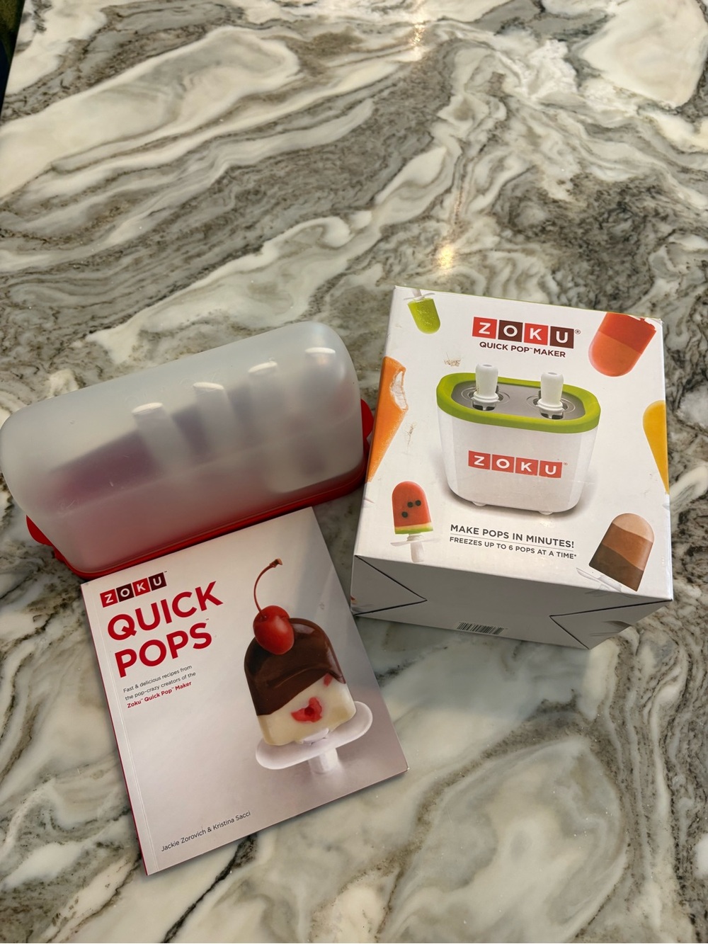 Zoku Quick Pops Maker with extra pieces and recipe book